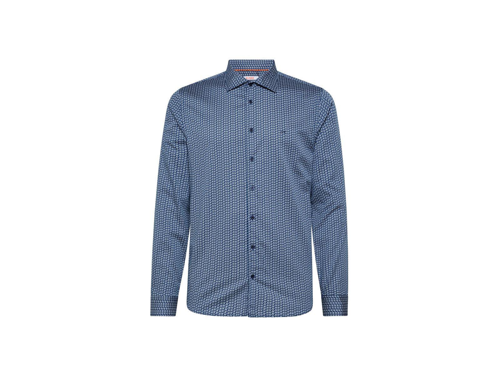 SUN68 Camicia Micro Print Collo Francese Blu Bianco S41105 - Sandrini Calzature e Abbigliamento