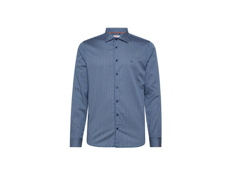SUN68 Camicia Micro Print Collo Francese Blu Bianco S41105 - Sandrini Calzature e Abbigliamento