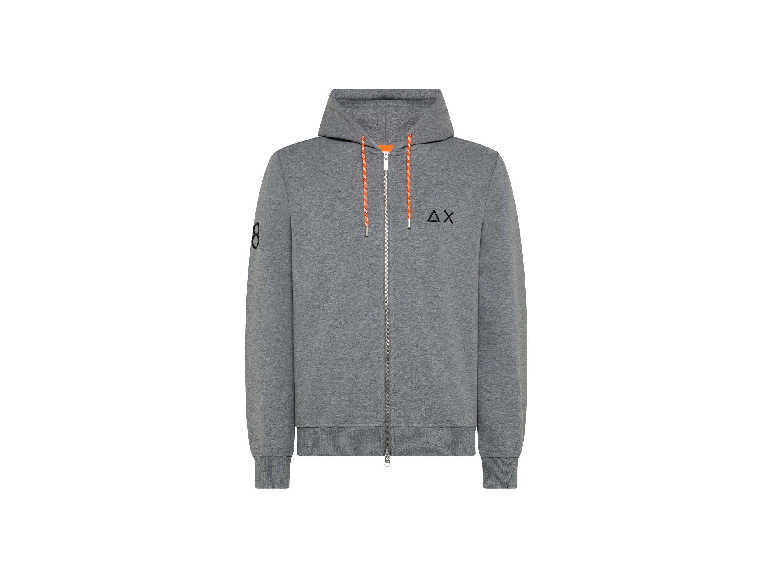 SUN68 Felpa Cappuccio Zip Fluo Grigio F41115 - Sandrini Calzature e Abbigliamento