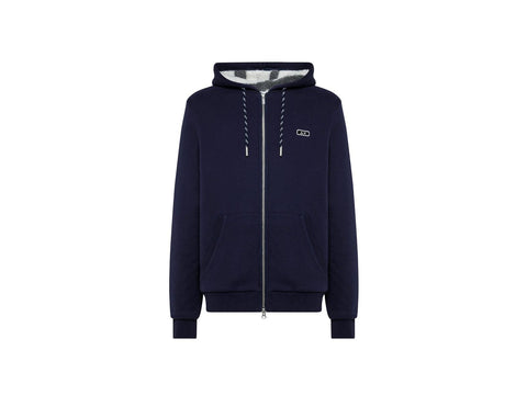 SUN68 Felpa Zip Cappuccio Interno Bear Navy Blue F41119 - Sandrini Calzature e Abbigliamento