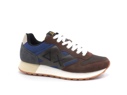 SUN68 Jaky Colors Sneaker Suede Logo Navy Blue Marrone Z41112 - Sandrini Calzature e Abbigliamento