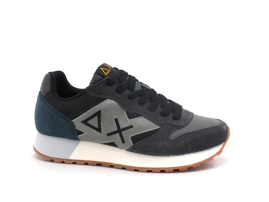 SUN68 Jaky Colors Sneaker Suede Logo Nero Grigio Medio Z41112 - Sandrini Calzature e Abbigliamento