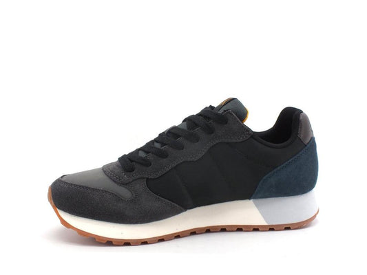 SUN68 Jaky Colors Sneaker Suede Logo Nero Grigio Medio Z41112 - Sandrini Calzature e Abbigliamento