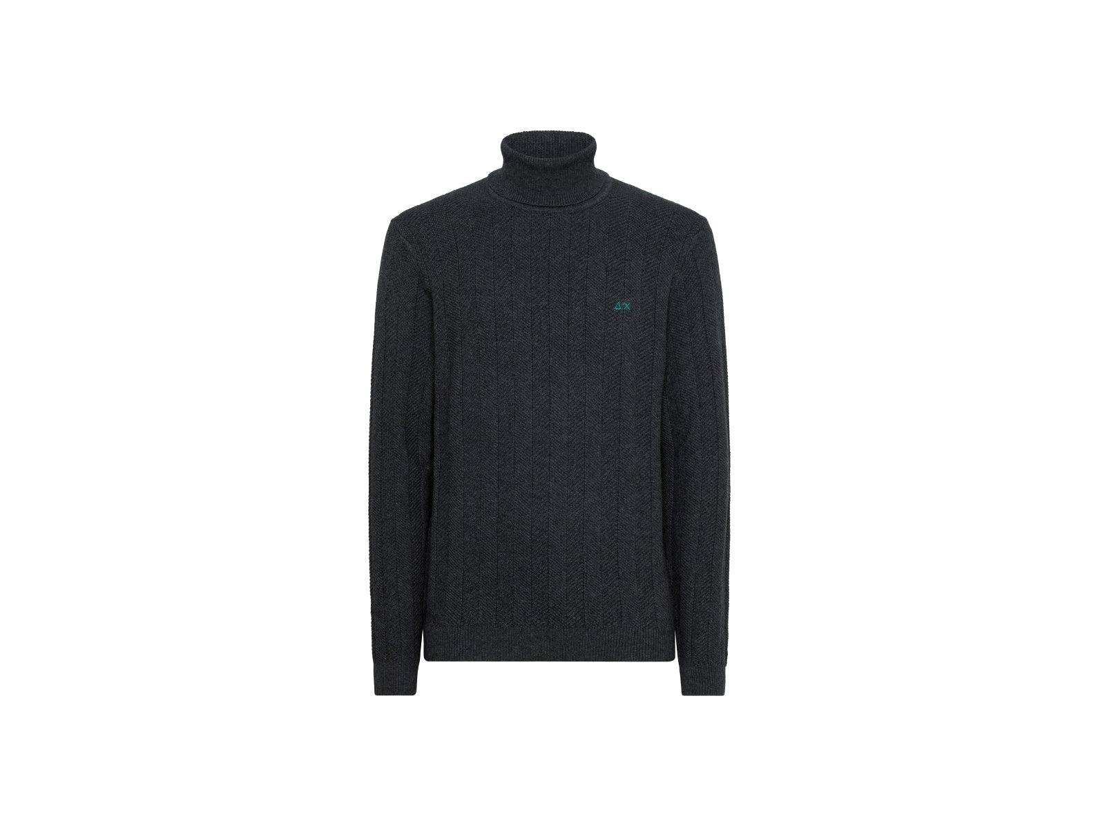 SUN68 Maglione Collo Altro Lavorazione Maglia Grigio Scuro K41118 - Sandrini Calzature e Abbigliamento