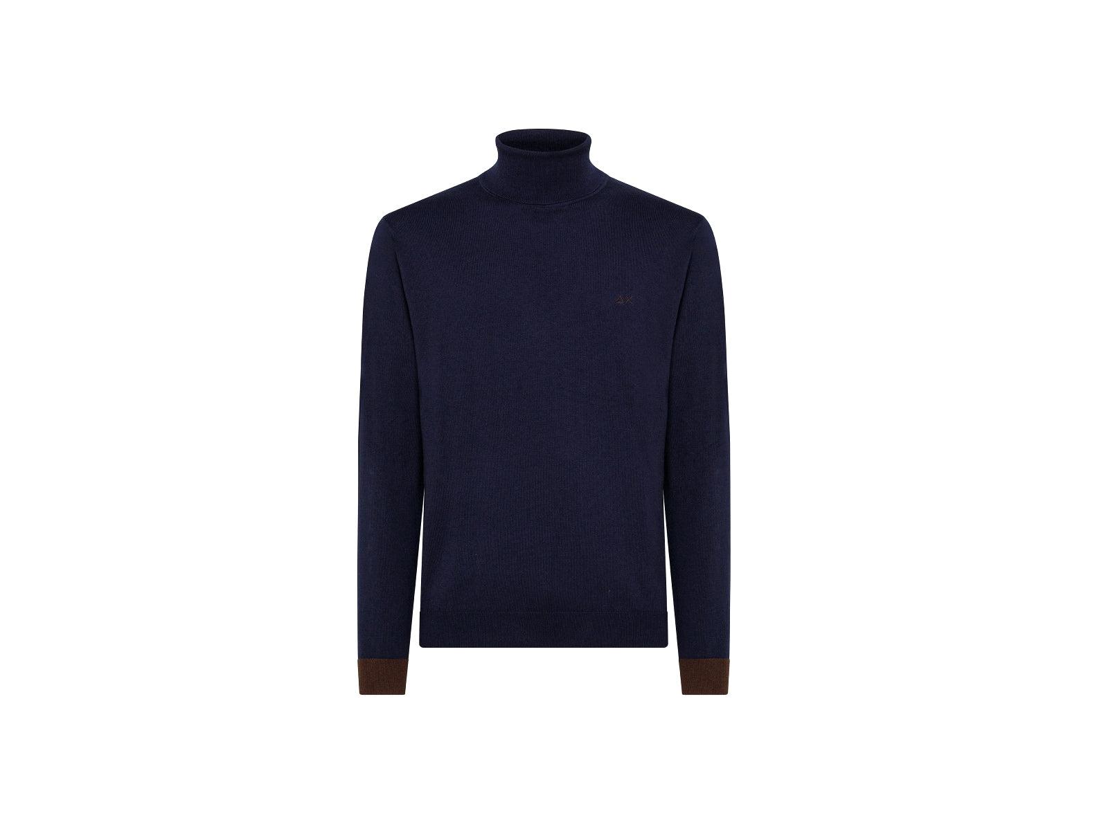 SUN68 Maglione Dolcevita Toppa Azzurra Blu Navy K41111 - Sandrini Calzature e Abbigliamento