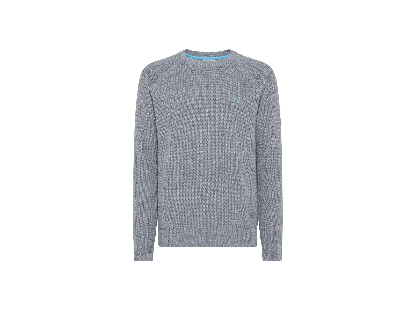 SUN68 Maglione Girocollo Lavorazione Maglia Grossa Grigio Chiaro K41142 - Sandrini Calzature e Abbigliamento