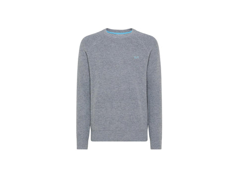 SUN68 Maglione Girocollo Lavorazione Maglia Grossa Grigio Chiaro K41142 - Sandrini Calzature e Abbigliamento