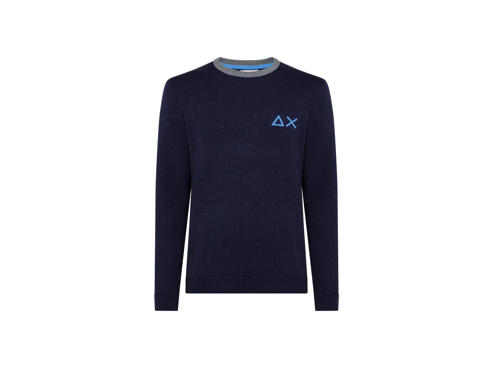 SUN68 Maglione Girocollo Manica Bicolor Navy Blue K41112 - Sandrini Calzature e Abbigliamento
