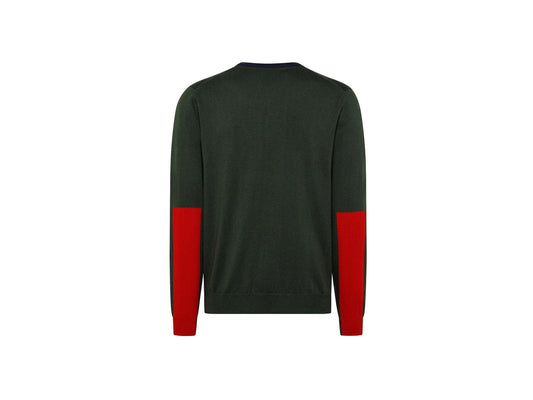 SUN68 Maglione Girocollo Manica Bicolor Verde Militare K41112 - Sandrini Calzature e Abbigliamento