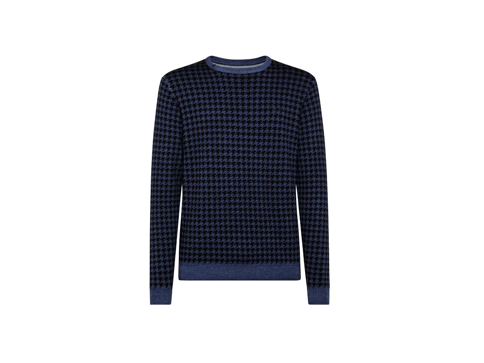 SUN68 Maglione Girocollo Pied De Poule Navy Blue K41130 - Sandrini Calzature e Abbigliamento