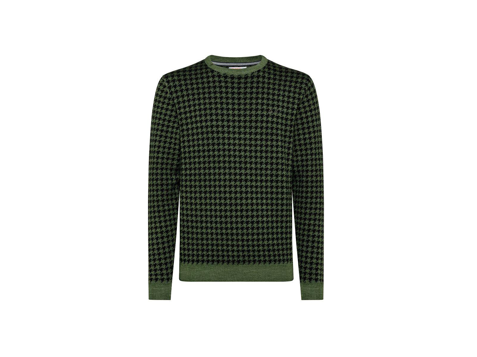 SUN68 Maglione Girocollo Pied De Poule Verde Salvia K41130 - Sandrini Calzature e Abbigliamento