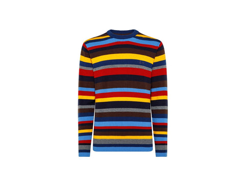 SUN68 Maglione Girocollo Righe Marrone K41146 - Sandrini Calzature e Abbigliamento