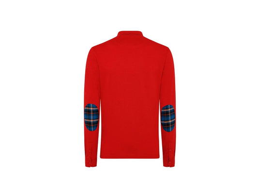 SUN68 Polo Manica Lunga Toppa Gomito Rosso Fuoco A41107 - Sandrini Calzature e Abbigliamento