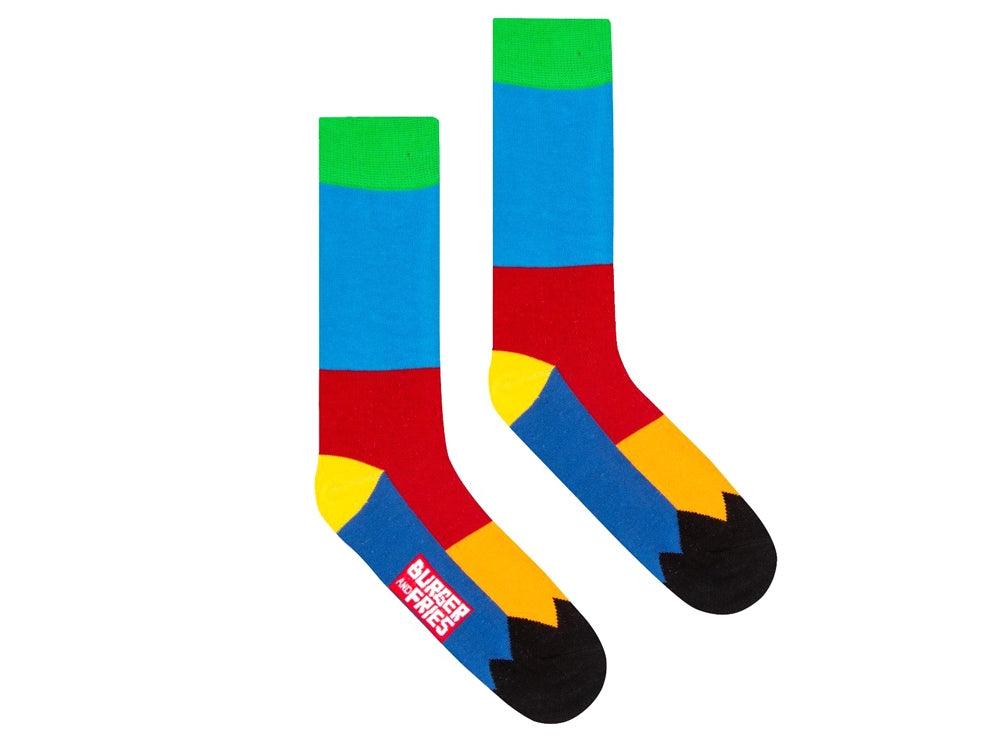 SUN68 Socks Burger And Fries Calzini Patchwork Azzurro Rosso BF1005 - Sandrini Calzature e Abbigliamento