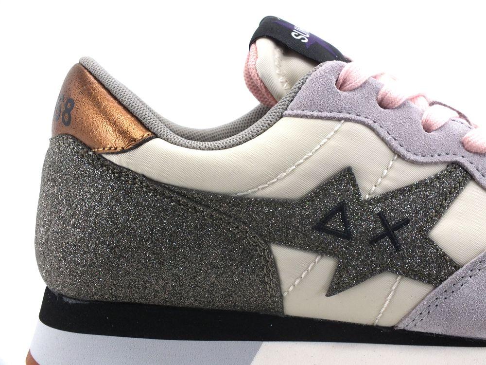 SUN68 Stargirl Glitter Sneaker Running Bianco Panna Z41207 - Sandrini Calzature e Abbigliamento
