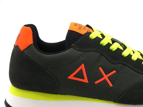 SUN68 Tom Fluo Nylon Sneaker Running Militare Scuro Z41102 - Sandrini Calzature e Abbigliamento