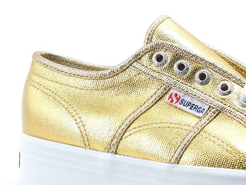 SUPERGA 2790 Metallic Canvas Sneaker Platform Yellow Gold S21174W - Sandrini Calzature e Abbigliamento