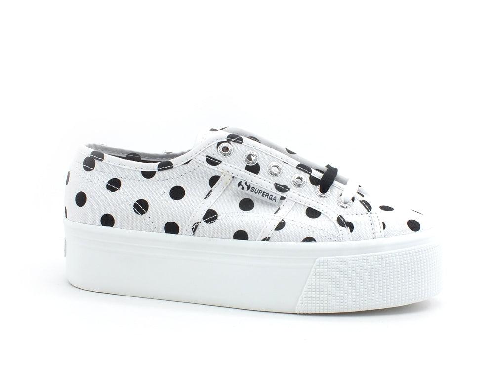 SUPERGA 2790 Polkadots Sneaker Platform Pois White Black S61128 - Sandrini Calzature e Abbigliamento