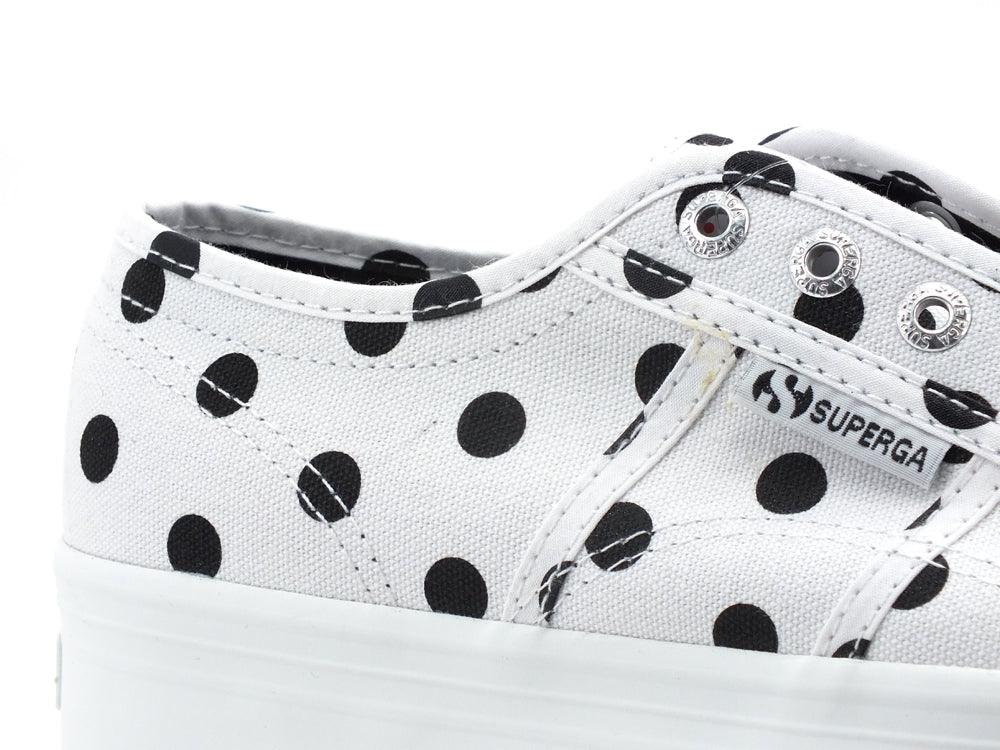SUPERGA 2790 Polkadots Sneaker Platform Pois White Black S61128 - Sandrini Calzature e Abbigliamento