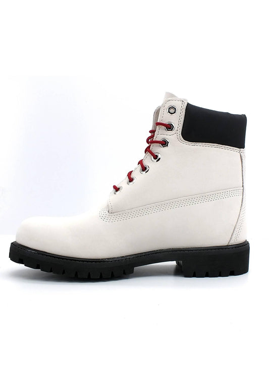 TIMBERLAND Premium Waterproof Stivaletto Uomo White Nubuk Red TB0A5S4G143 - Sandrini Calzature e Abbigliamento