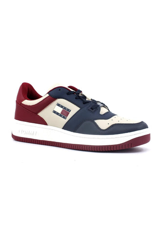 TOMMY HILFIGER Basket Premium Sneaker Uomo Navy Rouge Ecru EM0EM1256 - Sandrini Calzature e Abbigliamento