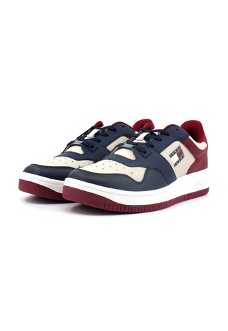 TOMMY HILFIGER Basket Premium Sneaker Uomo Navy Rouge Ecru EM0EM1256 - Sandrini Calzature e Abbigliamento