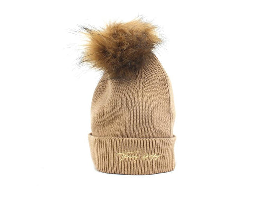 TOMMY HILFIGER Berretta Pom Pom Risvolto Beige AW0AW010996 - Sandrini Calzature e Abbigliamento