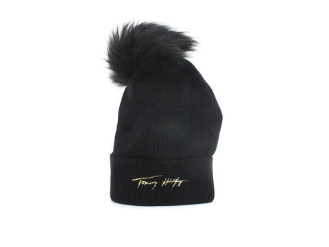 TOMMY HILFIGER Berretta Pom Pom Risvolto Black AW0AW010996 - Sandrini Calzature e Abbigliamento
