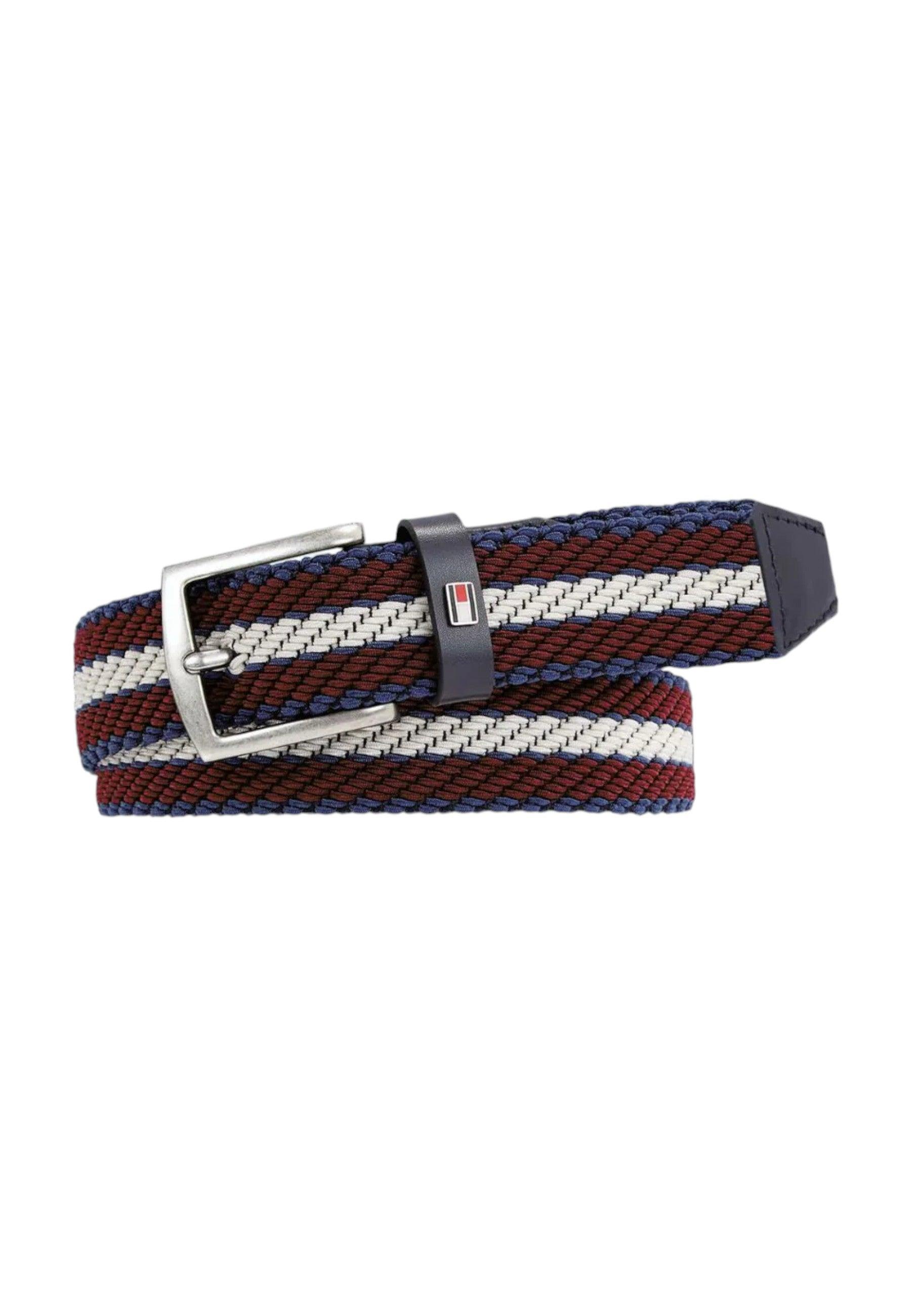 TOMMY HILFIGER Cintura Uomo Navy Red White Fantasia AM0AM12243 - Sandrini Calzature e Abbigliamento