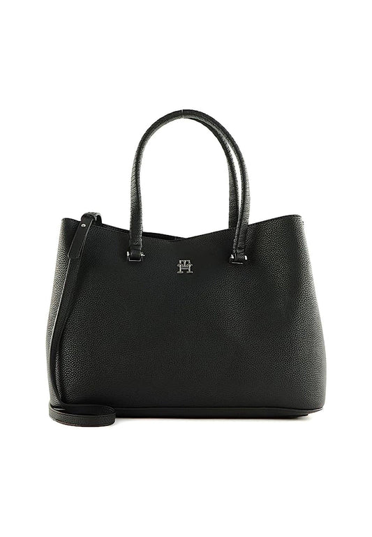 TOMMY HILFIGER Emblem Satchel Borsa Black AW0AW14860 - Sandrini Calzature e Abbigliamento