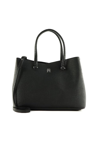 TOMMY HILFIGER Emblem Satchel Borsa Black AW0AW14860 - Sandrini Calzature e Abbigliamento