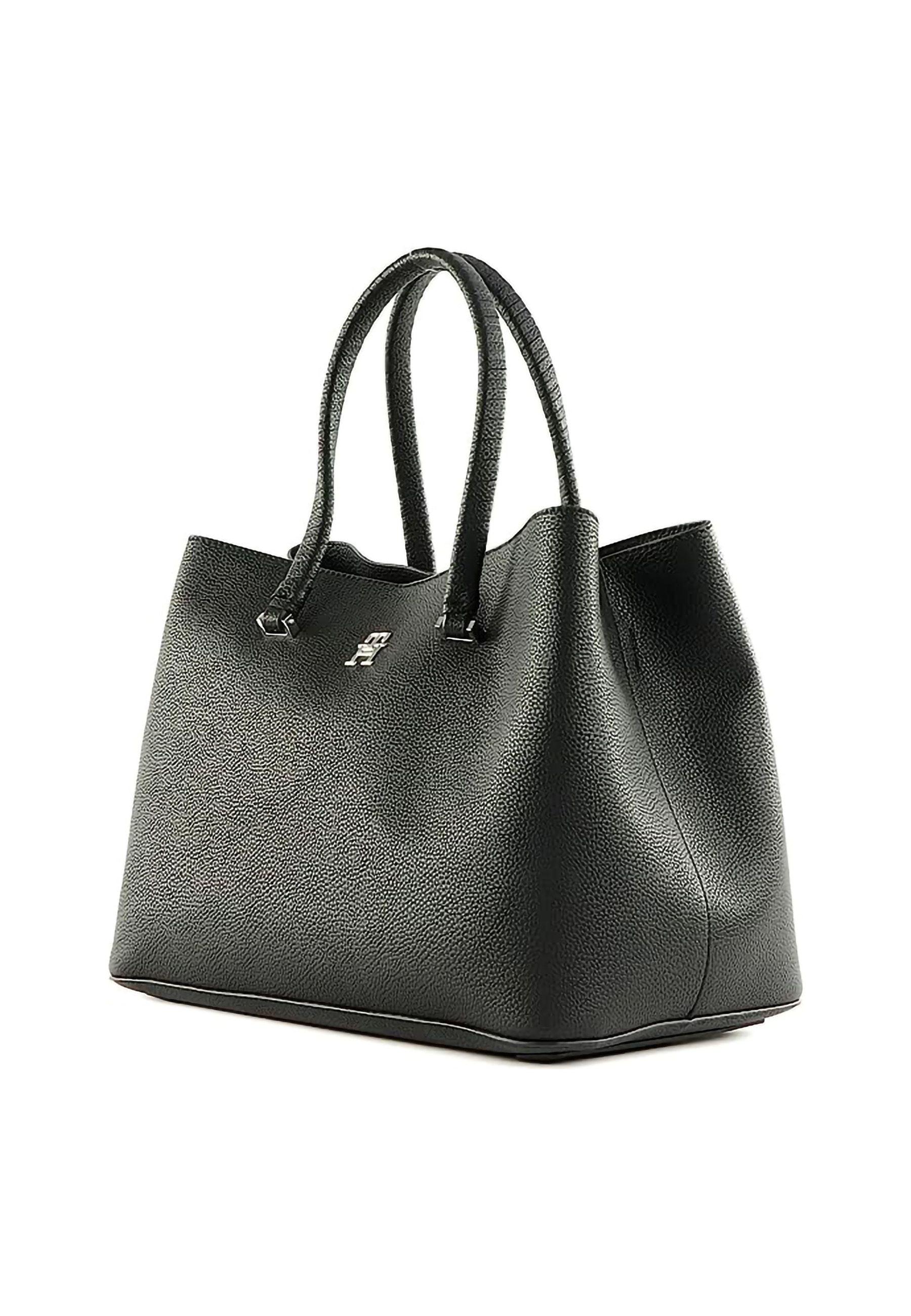 TOMMY HILFIGER Emblem Satchel Borsa Black AW0AW14860 - Sandrini Calzature e Abbigliamento