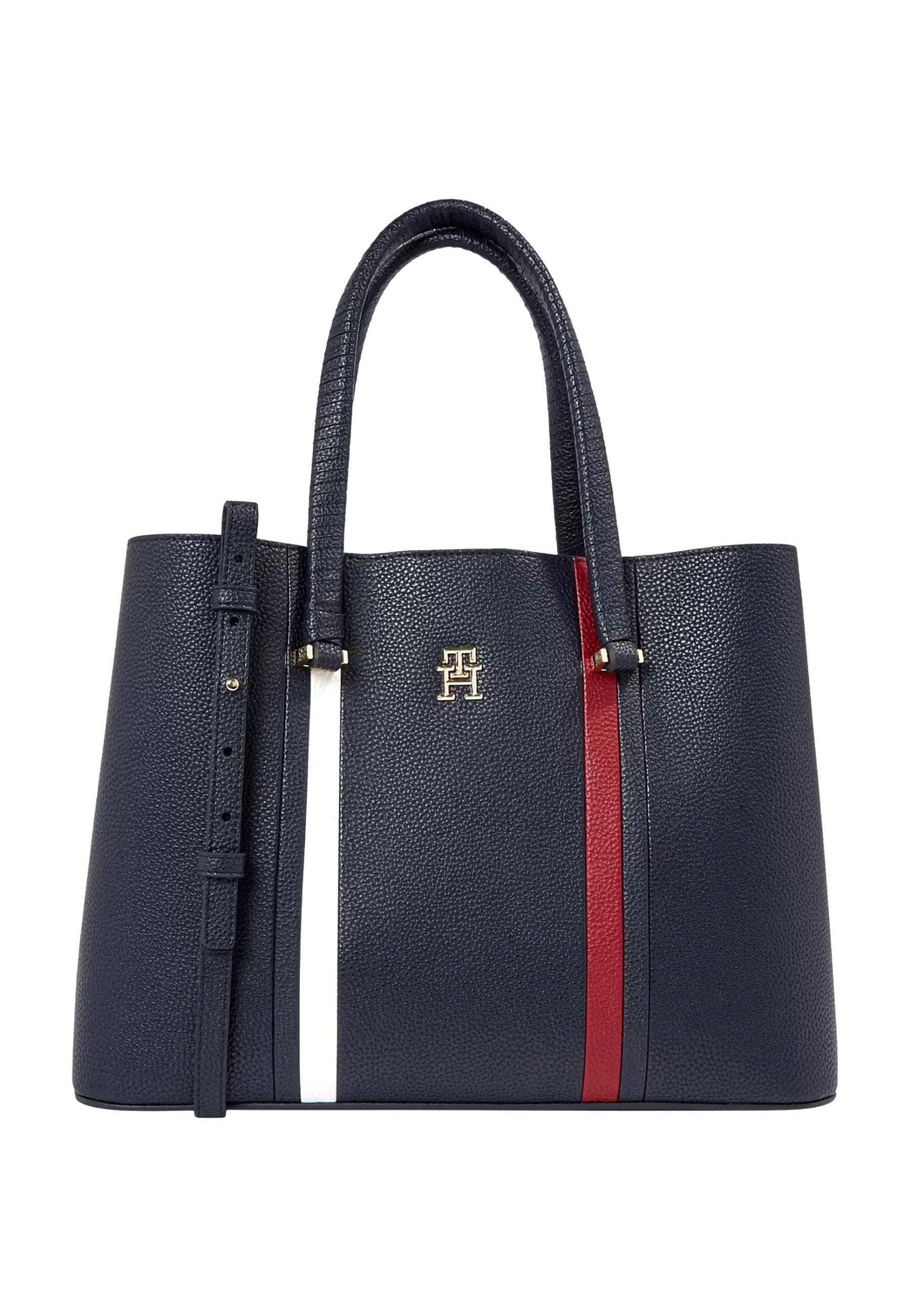 TOMMY HILFIGER Emblem Satchel Borsa Space Blue AW0AW15117 - Sandrini Calzature e Abbigliamento
