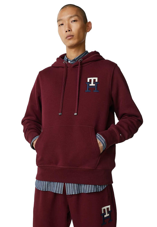 TOMMY HILFIGER Essential Monogram Felpa Cappuccio Deep Rouge MW0MW28677 - Sandrini Calzature e Abbigliamento