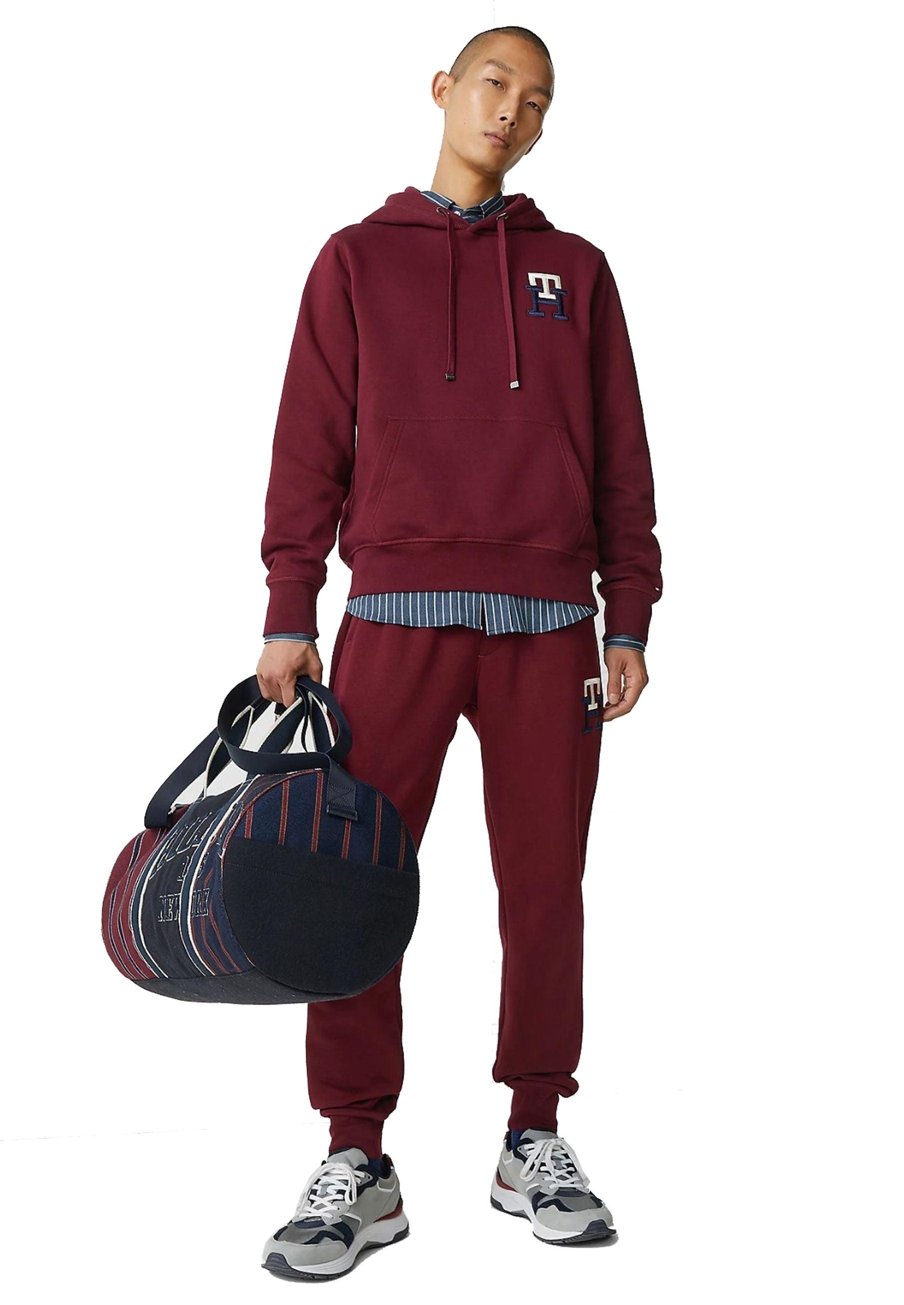 TOMMY HILFIGER Essential Monogram Felpa Cappuccio Deep Rouge MW0MW28677 - Sandrini Calzature e Abbigliamento