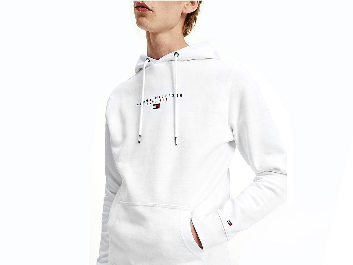 TOMMY HILFIGER Felpa Essential Cappuccio Uomo White MW0MW17382 - Sandrini Calzature e Abbigliamento
