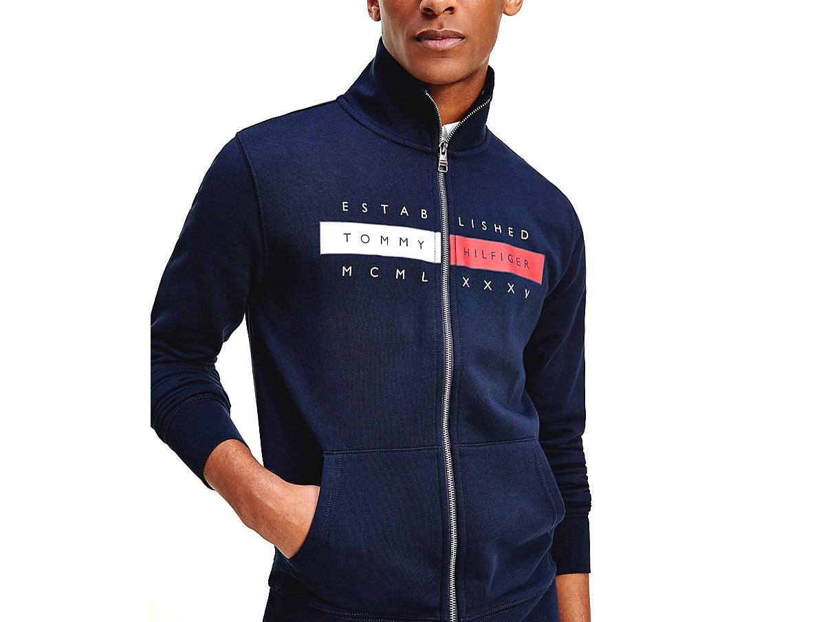 TOMMY HILFIGER Felpa Uomo Cappuccio Zip Desert Sky Blue MW0MW18367 - Sandrini Calzature e Abbigliamento