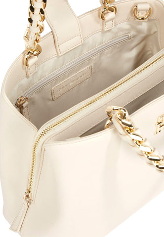 TOMMY HILFIGER Feminine Medium Satchel Beige Sugarcane AW0AW14870 - Sandrini Calzature e Abbigliamento