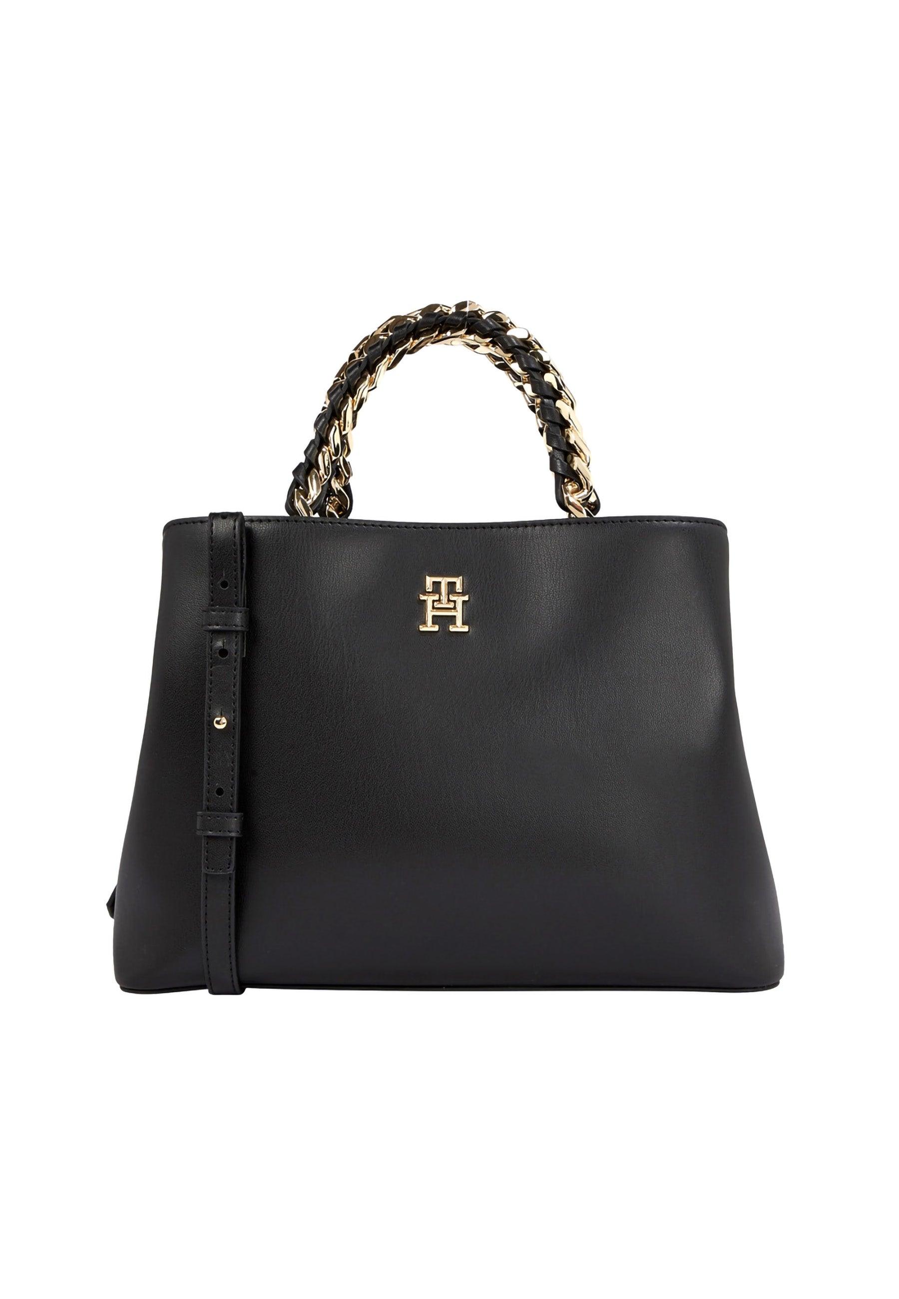 TOMMY HILFIGER Feminine Medium Satchel Borsa Black AW0AW14870 - Sandrini Calzature e Abbigliamento