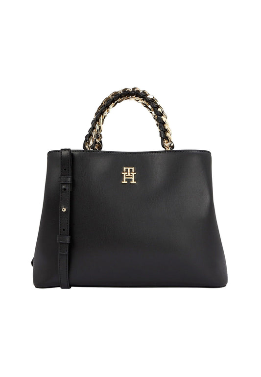 TOMMY HILFIGER Feminine Medium Satchel Borsa Black AW0AW14870 - Sandrini Calzature e Abbigliamento