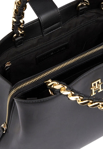 TOMMY HILFIGER Feminine Medium Satchel Borsa Black AW0AW14870 - Sandrini Calzature e Abbigliamento