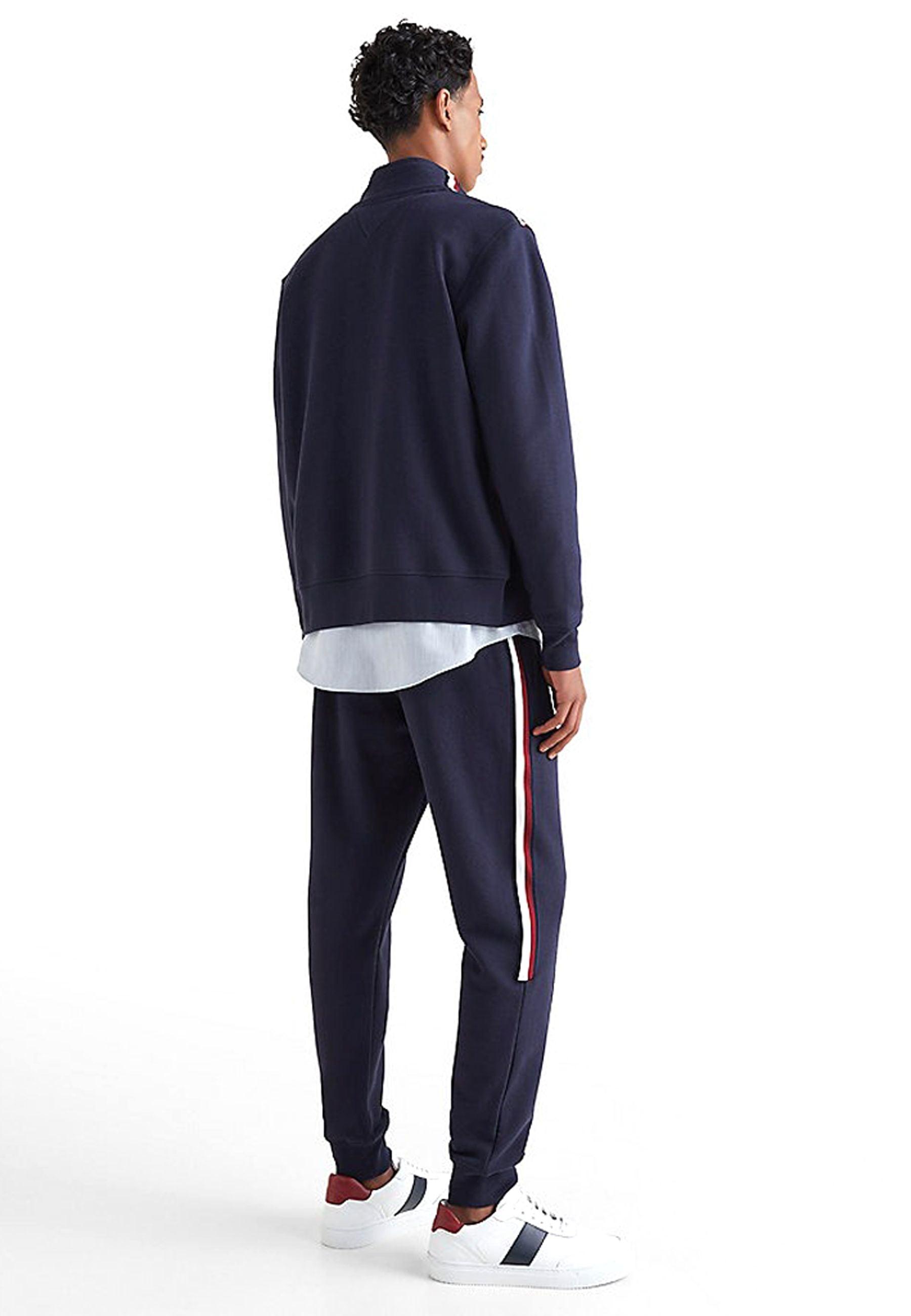 TOMMY HILFIGER Global Stripe Felpa Zip Through Blu Desert Sky MW0MW28753 - Sandrini Calzature e Abbigliamento