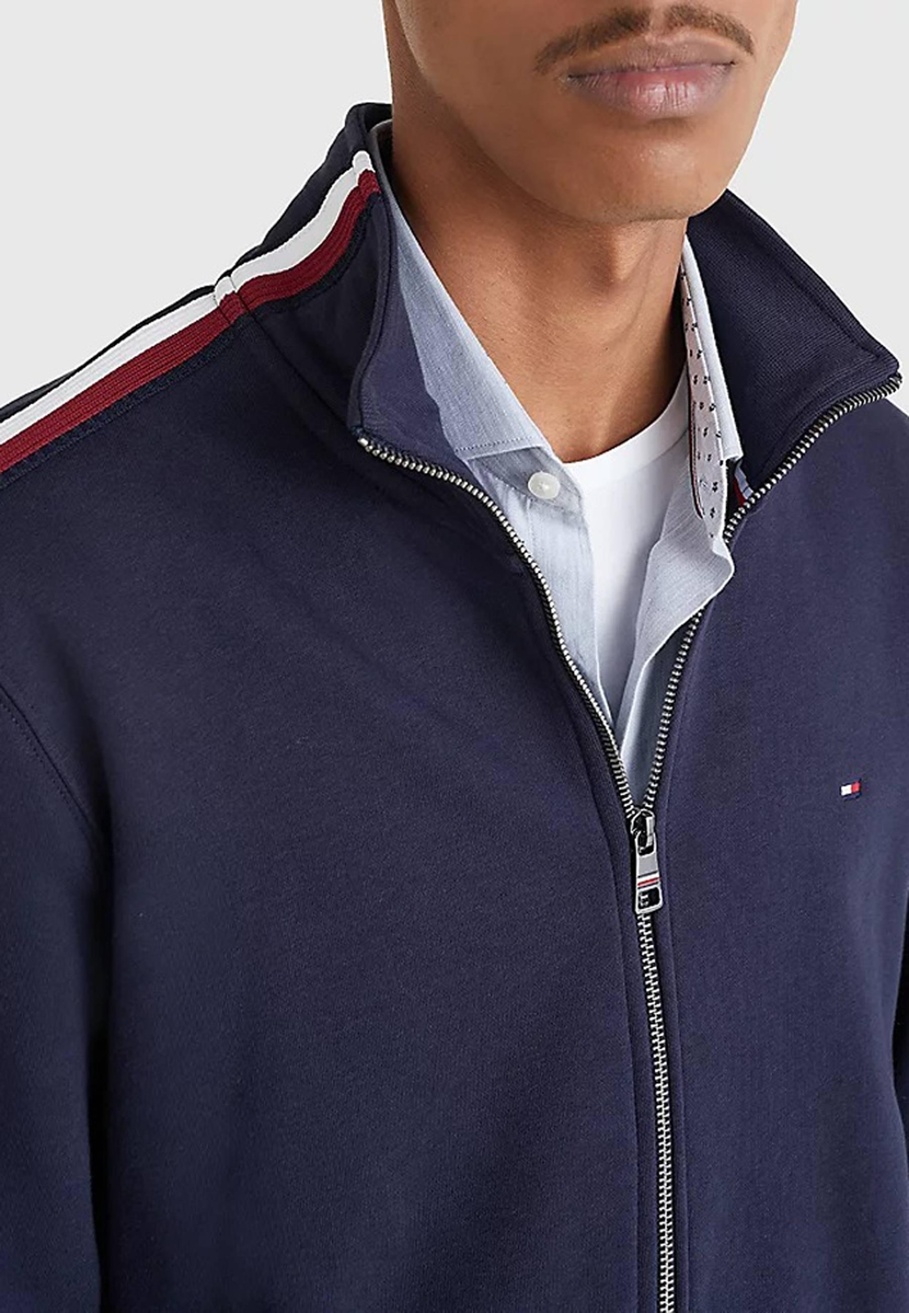 TOMMY HILFIGER Global Stripe Felpa Zip Through Blu Desert Sky MW0MW28753 - Sandrini Calzature e Abbigliamento