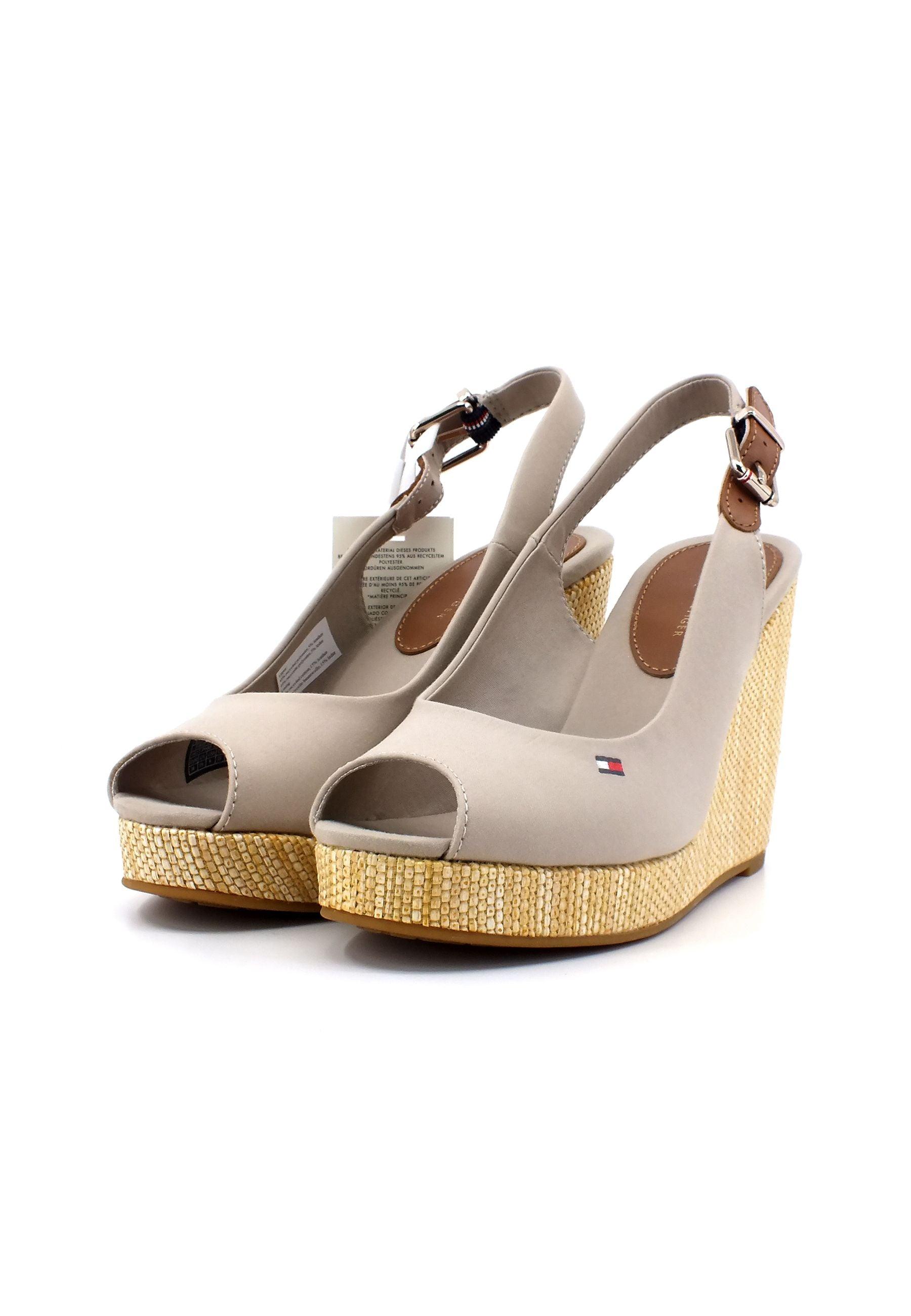 TOMMY HILFIGER Iconic Elena Sandalo Zeppa Donna Stone FW0FW4789 - Sandrini Calzature e Abbigliamento