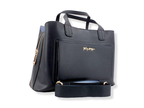 TOMMY HILFIGER Iconic Tommy Satchel Borsa Tracolla Blu Navy AW0AW11996 - Sandrini Calzature e Abbigliamento