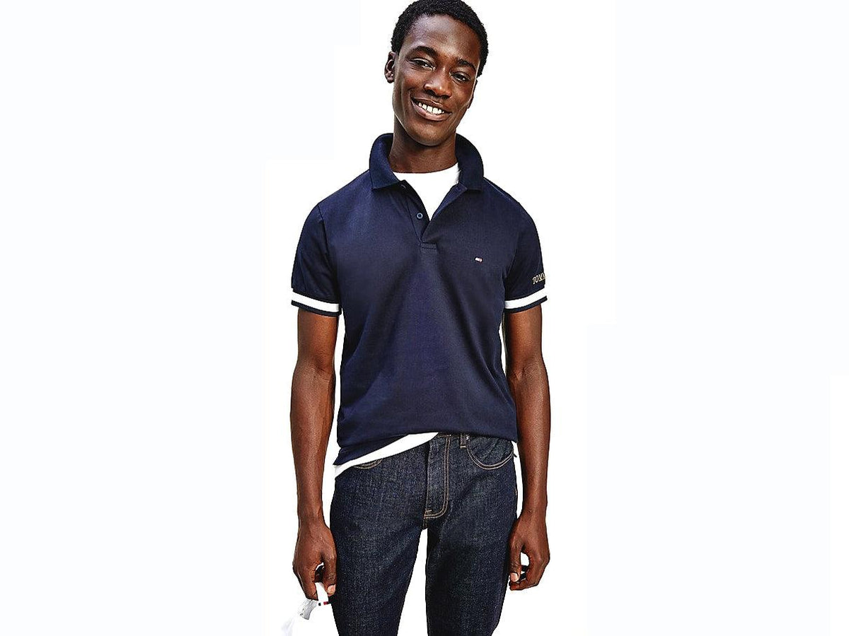 TOMMY HILFIGER Polo T-Shirt Slim Flag Uomo Desert Sky MW0MW17798 - Sandrini Calzature e Abbigliamento
