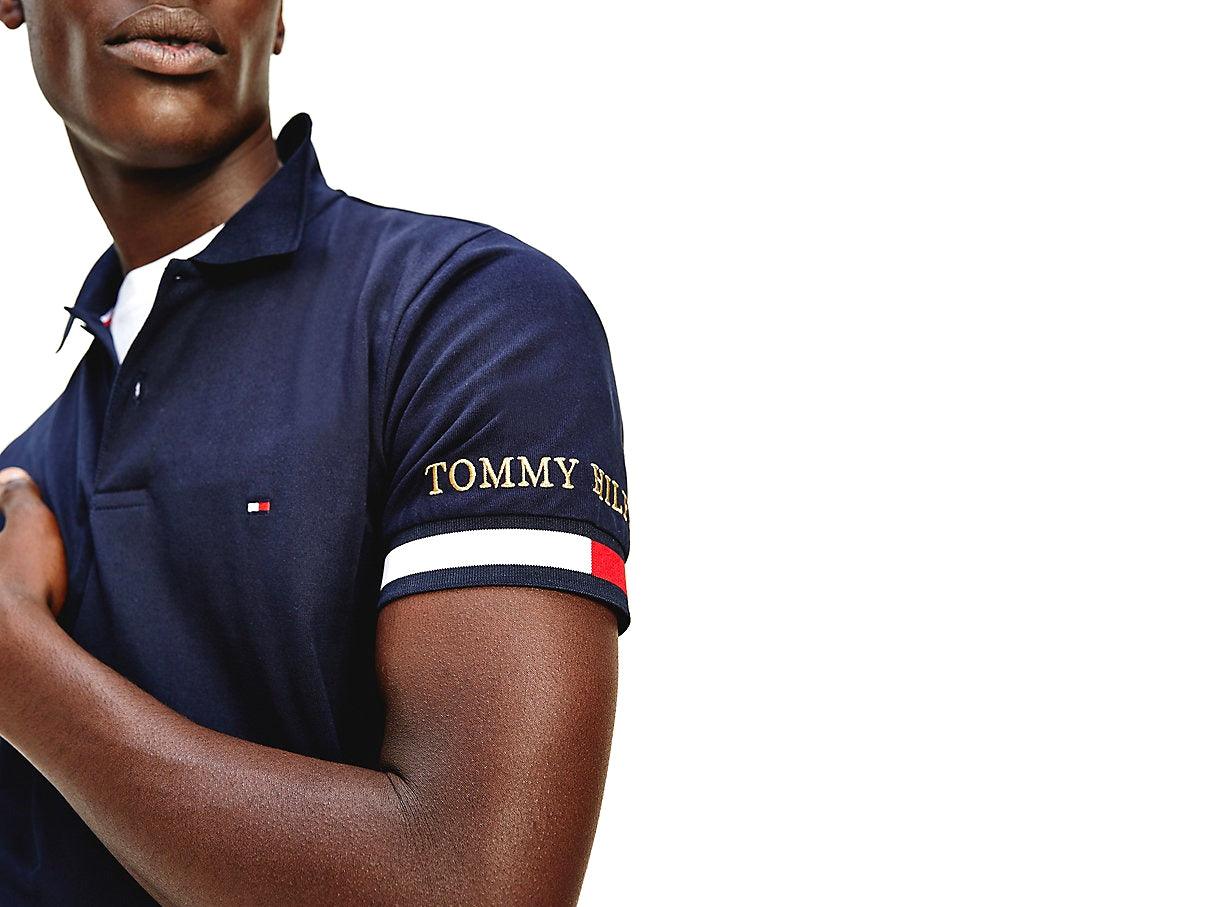 TOMMY HILFIGER Polo T-Shirt Slim Flag Uomo Desert Sky MW0MW17798 - Sandrini Calzature e Abbigliamento