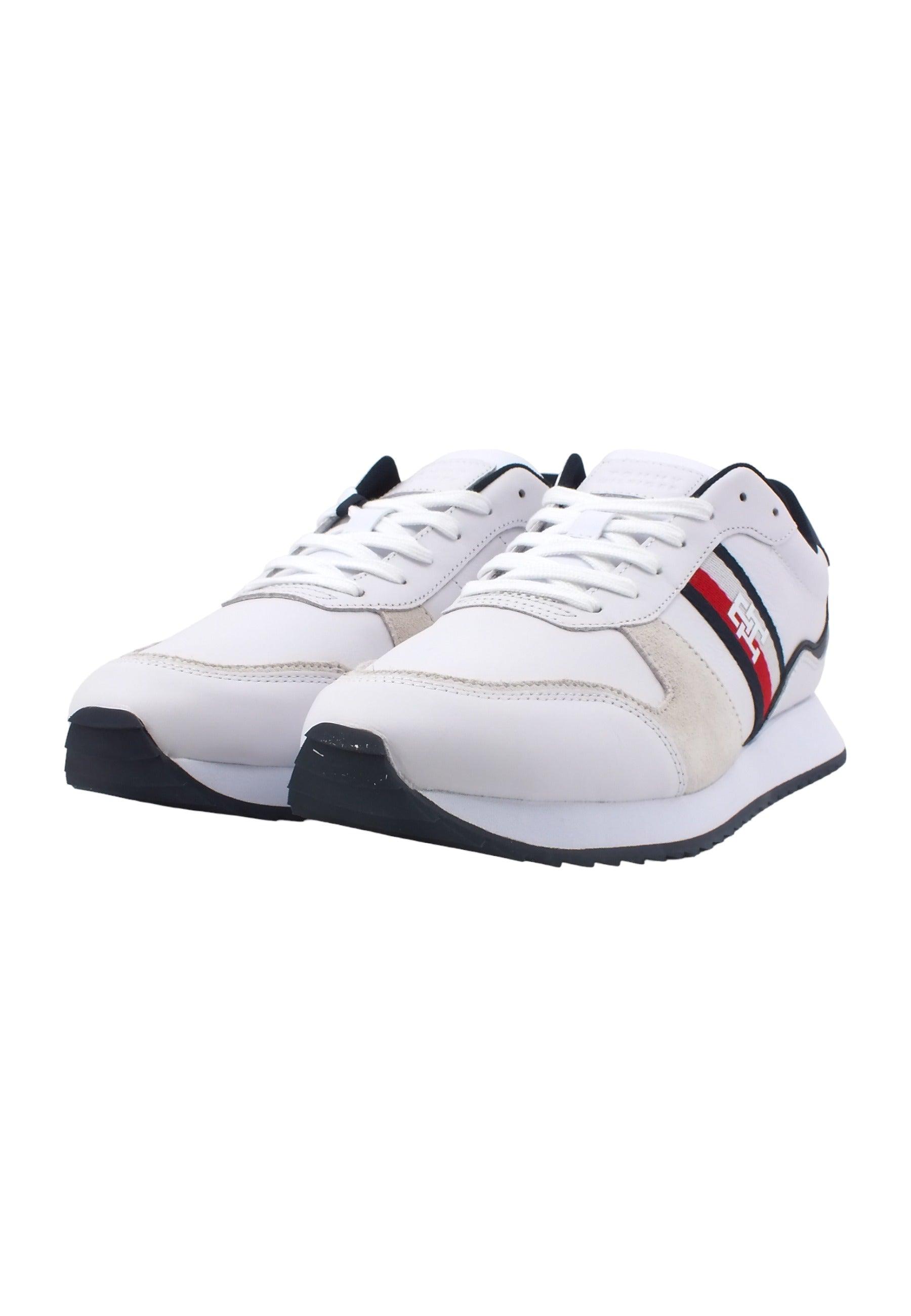 TOMMY HILFIGER Runner Evo Sneaker Uomo White FM0FM04714 - Sandrini Calzature e Abbigliamento
