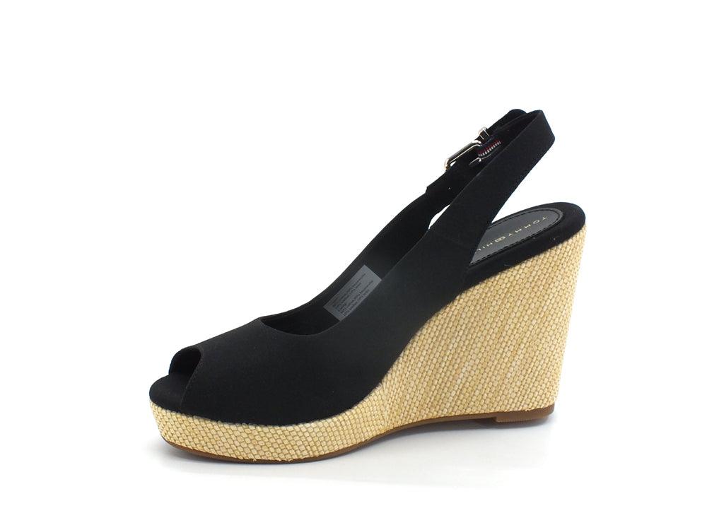 TOMMY HILFIGER Sandalo Zeppa Tessuto Black FW0FW04789 - Sandrini Calzature e Abbigliamento