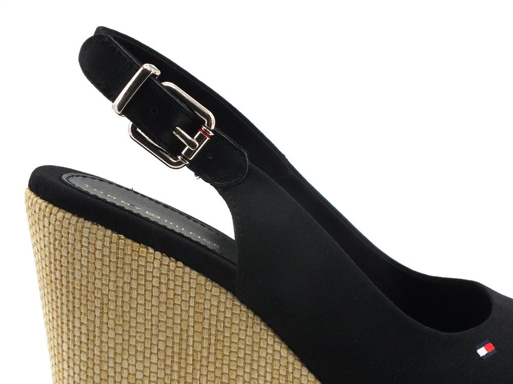 TOMMY HILFIGER Sandalo Zeppa Tessuto Black FW0FW04789 - Sandrini Calzature e Abbigliamento